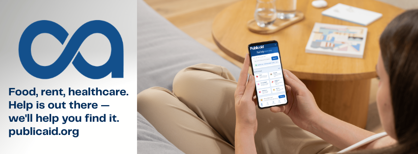 Publicaid app showing search results on a mobile device